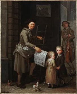 Jeaurat Etienne Prints: Le Colleur d'affiche, between 1735 and 1740. Creator: Etienne Jeaurat