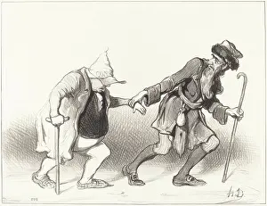 Elderly Prints: Le Constitutionnel et le Juif errant, 1844. Creator: Honore Daumier