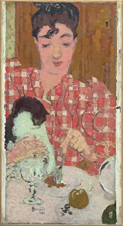 Pierre 1867 1947 Prints: Le Corsage à carreaux (The Chequered Blouse), 1892. Creator: Bonnard, Pierre (1867-1947)