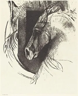 Equestrian Prints: Le Coursier (The Race Horse), 1894. Creator: Odilon Redon