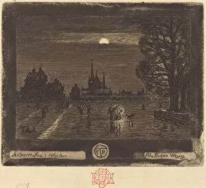 Le Couvre-Feu (The Curfew) [recto], 1874 / 1875. Creator: Felix Hilaire Buhot