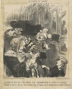 Salon Prints: Le danger de faire voir a des enfants... 19th century. Creator: Honore Daumier