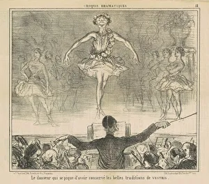 Embarrassed Prints: Le danseur qui se pique d'avoir conservé... 19th century. Creator: Honore Daumier