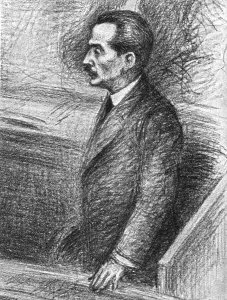 Le defaitisme et les grands proces; le proces Malvy; M Malvy pendant l'interrogatoire, 1918. Creator: Unknown