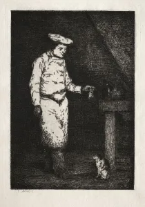 Le dejeuner du chat. Creator: Theodule Ribot (French, 1823-1891)