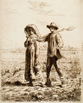 1863 Prints: Le Depart pour le travail (Going to Work), 1863. Creator: Jean Francois Millet