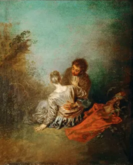 Amorous Gallery: Le Faux Pas (The Mistaken Advance). Artist: Watteau, Jean Antoine (1684-1721)