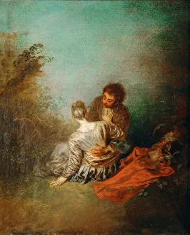 Amorous Gallery: Le Faux Pas (The Mistaken Advance). Artist: Watteau, Jean Antoine (1684-1721)