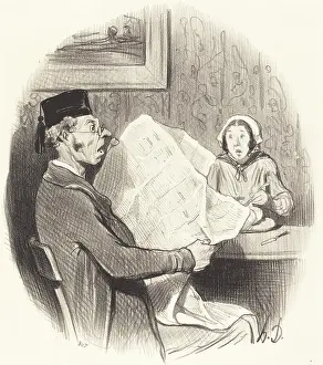Surprise Prints: Le Format de plus en plus monstre, 1845. Creator: Honore Daumier