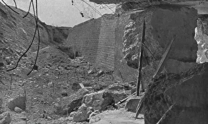 Shell Damage Prints: Le Fort de Vaux; Aspect d'un angle de l'ouvrage avec les enormes blocs de beton disloques