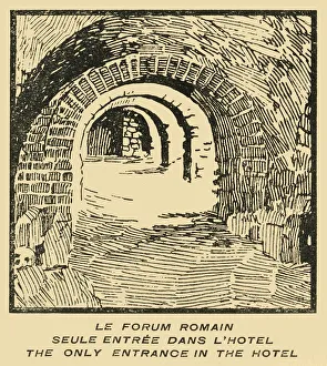 Fernand Prints: Le Forum Romain Seule Entree Dans L Hotel - Roman Forum Entrance from the Hotel, c1920s
