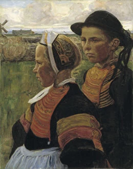 Breton Gallery: Le frère et la soeur, Penmarc h, ca. 1901. Creator: Elizabeth Nourse