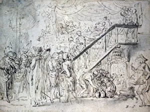 Le Grand Cafe 1759. Artist: Gabriel de Saint-Aubin Le Grand Cafe 1759. Artist: Gabriel de Saint-Aubin