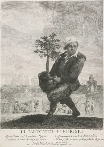Plant Pot Prints: Le Jardinier Fleuriste (The gardener), 1749-1797. Creator: Jean-Charles Levasseur
