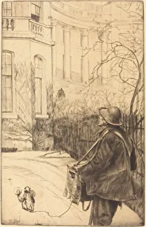 Tissot James Prints: Le joueur d orgue (The Organ Grinder), 1878. Creator: James Tissot