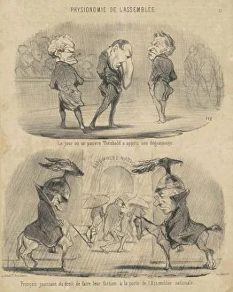 Assembly Prints: Le jour ou... Théobald a appris son dégommage, 19th century. Creator: Honore Daumier