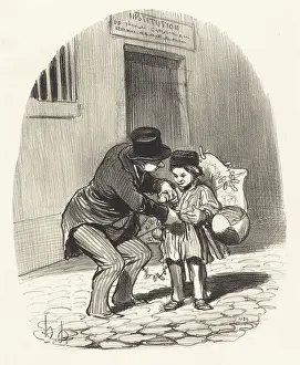Schoolchild Prints: Le jour de sortie, c1848. Creator: Honore Daumier