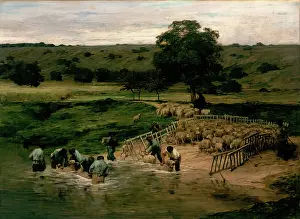 Enclosure Prints: Le Lavage des Moutons, Exhib. 1876. Creator: Leon-Augustin Lhermitte