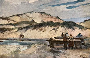 Washhouse Prints: Le Lavoir du 3e Tirailleurs tunisiens a Oost-Duinkerke. c1915. Creator: Unknown