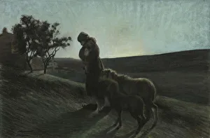 Pastel On Cardboard Collection: Le due madri (The two mothers), 1884-1886. Creator: Segantini, Giovanni (1858-1899)