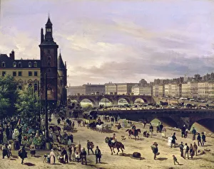 1832 Prints: Le marche aux fleurs, la Tour de l Horloge, le Pont au Change et le Pont-Neuf, 1832