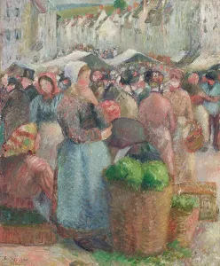 Market Prints: Le Marche de Gisors, Grande-Rue, 1885. Creator: Pissarro, Camille (1830-1903)