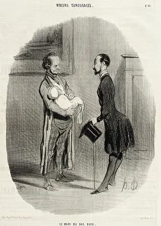 Dressing Gown Prints: Le Mari du bas-bleu... 1842. Creator: Honore Daumier