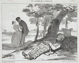 Unaware Prints: Le mari s'assoupissant, 1853. Creator: Honore Daumier