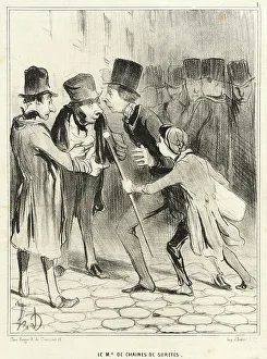 Trick Prints: Le Md de chaines de suretés, 1840. Creator: Honore Daumier