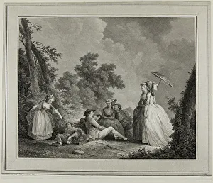 Reciting Prints: Le mercure de France, c. 1780. Creator: Heinrich Guttenberg