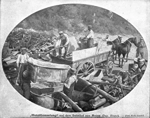 Le Meurtre et le pillage officiels; Rassemblage de metaux en gare d'Anizy (Aisne)... 1915. Creator: Unknown. Le Meurtre et le pillage officiels; Rassemblage de metaux en gare d'Anizy (Aisne)... 1915. Creator: Unknown
