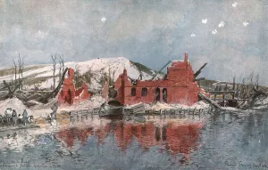 Le Moulin de Fargny, ou passait la premiere ligne francaise, et le Chapeau de... 1916 (1924) Creator: Francois Flameng