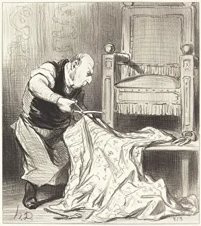 Upholsterer Prints: Le nouveau tapissier de la couronne... 1850. Creator: Honore Daumier
