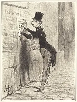 Posters Prints: Le Placeur, 1842. Creator: Honore Daumier