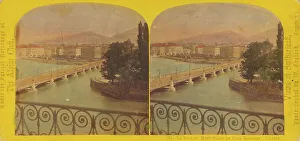 Geneva Prints: Le Pont du Mont Blanc et L'Ile Rousseau. Geneve. 1863-1865. Creator: William England