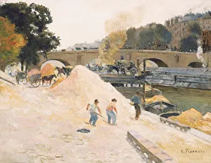 1875 Prints: Le Pont-Marie vu depuis le quai d'Anjou, 1875. Creator: Pissarro; Camille (1830-1903)