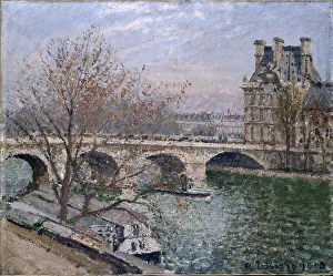 Pont Royal Prints: Le Pont Royal et le Pavillon de Flore, 1903. Creator: Camille Pissarro