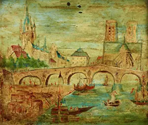 Arch Bridge Prints: Le Pont de Tournelles, 1780. Creator: Unknown