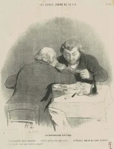 Oysters Prints: Le retour des huitres, 19th century. Creator: Honore Daumier