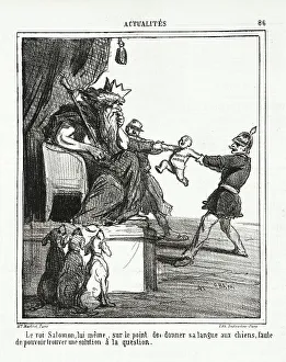 Periodical Prints: Le roi Salomon, lui -même, sur le point de donner sa langue aux chiens