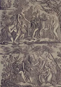 Cortes Hernando Prints: Le Romance du Cortés (The Song of Cortez) (Furnishing Fabric)