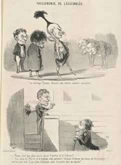 Physionomie De Lassemblee Prints: Le sauvage Bineau faisant son entree comme ministre, c1849. Creator: Honore Daumier