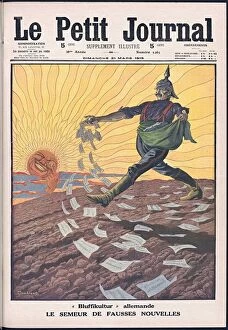 Le semeur de fausses nouvelles. (The sower of false news). Le petit journal, 1915