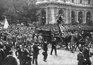 Honouring Prints: Le Soldat Inconnu italien; a Rome: le corps est conduit a l'eglise Santa Maria degli