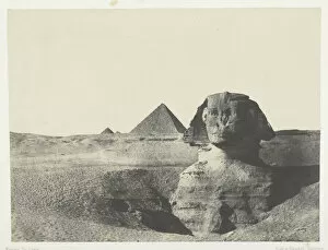 Chephren Gallery: Le Sphynx vu de Face, Egypte Moyenne, 1849 / 51, printed 1852. Creator: Maxime du Camp