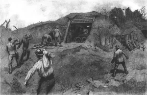 Shells Prints: Le tir de la Lourde: 155 court en action, 1916. Creator: Unknown