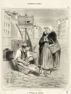 Scissors Prints: Le Tondeur de chiens, 1842. Creator: Honore Daumier