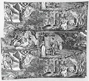 Dead Body Collection: Le Vampire (The Vampyre) (Furnishing Fabric), France, c. 1820. Creator: Unknown