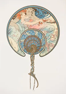 Le vent qui passe emporte la jeunesse. (The Fan), 1899. Creator: Mucha, Alfons Marie (1860-1939)