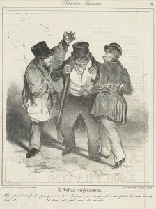 Pickpocket Prints: Le vol au renfoncement, 19th century. Creator: Honore Daumier